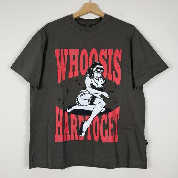 WHOOSIS “Hard to Get” Graphic T-Shirt Pin-Up GirlDesign Small Streetwear Tee Y2K - Picture 1 of 8